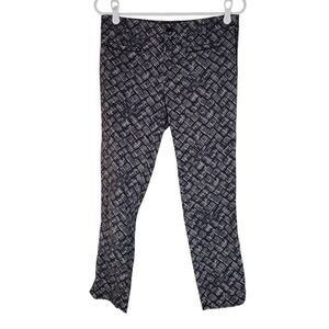 Cartonnier Geometric Woven Print Charlie Cropped Ankle Trouser Pants Blue Size 2